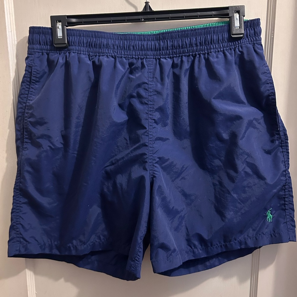 Polo Ralph Lauren bathing suit men’s‎ XL navy blue green pony. Drawstring